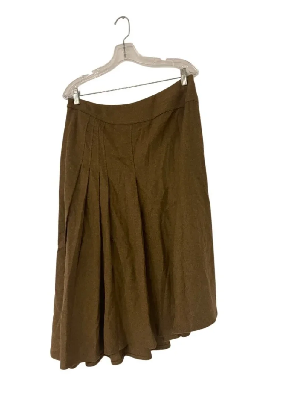 Zara Womens Skirt Medium Brown Asymmetric Pleated A-Line Wool Blend 9029/248 NWT